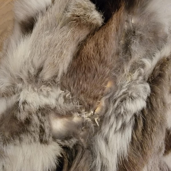 Genuine Rabbit Fur Patchwork Bomber Jacket - Picture 9 of 10